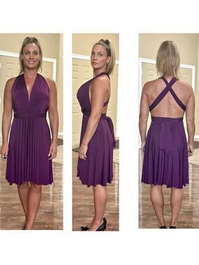 Henkaa purple halter wrap infinity dress Sz S